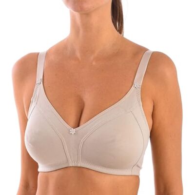 Selene , Soutien-gorge pour femme en coton respirant, sans armatures ni rembourrage, collection blanche, Beige (nude), 125C Selene , Soutien-gorge pour femme en coton respirant, sans armatures ni rembourrage, collection blanche, Beige (nude), 125C