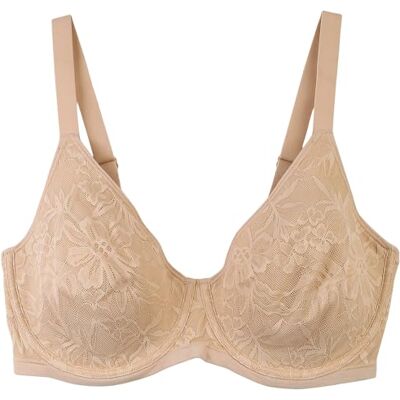 Bali Women's Breathe Lace Underwire, Breathable Modal Bra, Convertible Straps, Almond Bali Women's Breathe Lace Underwire, Breathable Modal Bra, Convertible Straps, Almond