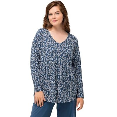Ulla Popken Chemise de nuit imprimée pour femme, bleu, 44-46 Ulla Popken Chemise de nuit imprimée pour femme, bleu, 44-46
