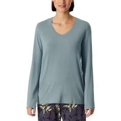 Schiesser T-shirt de nuit à manches longues pour femme Mélange modal + haut de pyjama relax, Mineral_182101, 38 Schiesser T-shirt de nuit à manches longues pour femme Mélange modal + haut de pyjama relax, Mineral_182101, 38