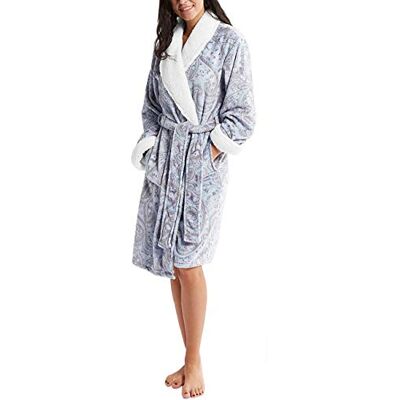 Ink+Ivy Robe kimono en peluche imprimée pour femme Pyjama doux, Gris cachemire, S-M Ink+Ivy Robe kimono en peluche imprimée pour femme Pyjama doux, Gris cachemire, S-M