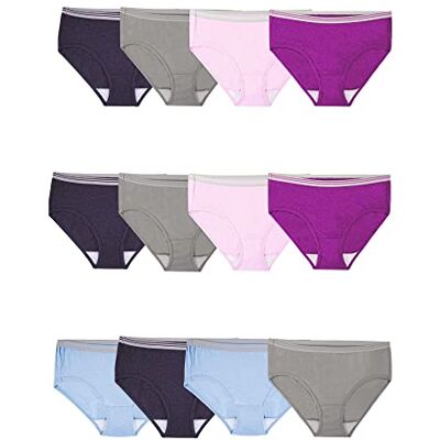 Fruit of the Loom Women's Eversoft Cotton Underwear Multipacks, Tag Free & Breathable, Available in Plus Size, Low Rise Brief-Grey/Pink/Blue, 8 Fruit of the Loom Women's Eversoft Cotton Underwear Multipacks, Tag Free & Breathable, Available in Plus Size, Low Rise Brief-Grey/Pink/Blue, 8