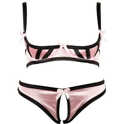 COTTELLI Collection Rose Ensemble Lingerie Soutien-Gorge 3/4 Ouvert et Slip Ouvert Rose Satin Taille 80B/M, Rouge (Rosa 001), Taille 80B/M COTTELLI Collection Rose Ensemble Lingerie Soutien-Gorge 3/4 Ouvert et Slip Ouvert Rose Satin Taille 80B/M, Rouge (Rosa 001), Taille 80B/M