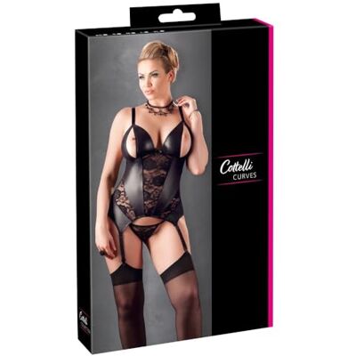 COTTELLI Collection Bustier Jarretelles Ouvert/String avec Dentelle Taille XXXL Noir COTTELLI Collection Bustier Jarretelles Ouvert/String avec Dentelle Taille XXXL Noir