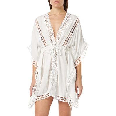 aleva Kimono en dentelle perforée pour femme, Blanc cassé, S aleva Kimono en dentelle perforée pour femme, Blanc cassé, S