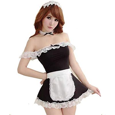 chenyesun Lingerie sexy pour femme French Maid Costume Cosplay Lingerie Tenue de soubrette Jeu de rôle Costume Mini robe avec tablier Robe en dentelle Vêtements de nuit chenyesun Lingerie sexy pour femme French Maid Costume Cosplay Lingerie Tenue de soubrette Jeu de rôle Costume Mini robe avec tablier Robe en dentelle Vêtements de nuit