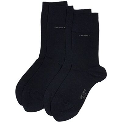 Camano Lot de 2 paires de chaussettes unisexes en coton uni avec talon et pointe renforcés pour homme et femme, bleu, 39-42 EU Camano Lot de 2 paires de chaussettes unisexes en coton uni avec talon et pointe renforcés pour homme et femme, bleu, 39-42 EU
