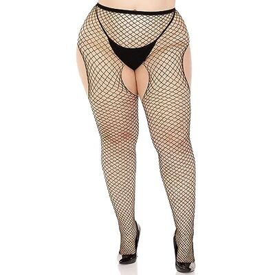 Leg Avenue Collant Ouvert Résille Noir Plus Size Leg Avenue Collant Ouvert Résille Noir Plus Size