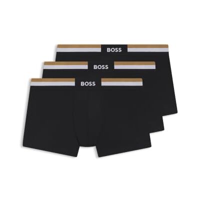 Boss Hommes Trunk 3P Motion Lot de Trois Boxers Courts en Coton mélangé à Rayures emblématiques, Black1, S Boss Hommes Trunk 3P Motion Lot de Trois Boxers Courts en Coton mélangé à Rayures emblématiques, Black1, S