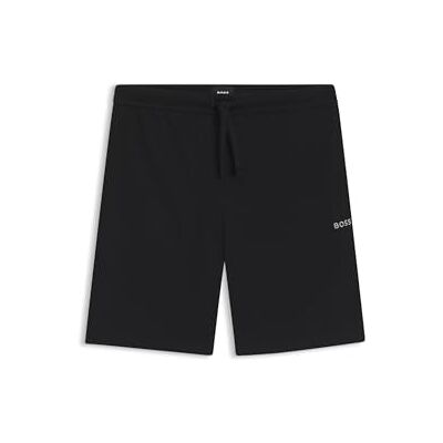 Boss Hommes Waffle Shorts Short de pyjama en coton mélangé avec logo brodé, Noir001, XL Boss Hommes Waffle Shorts Short de pyjama en coton mélangé avec logo brodé, Noir001, XL