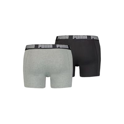 PUMA Lot de 2 boxers basiques pour homme, Gris foncé mélangé/noir., S PUMA Lot de 2 boxers basiques pour homme, Gris foncé mélangé/noir., S