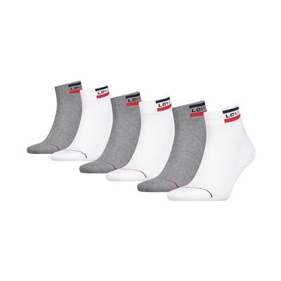 Levi's Quarter Chaussettes (Lot de 6) Mixte, Blanc/Gris, 43-46 Levi's Quarter Chaussettes (Lot de 6) Mixte, Blanc/Gris, 43-46