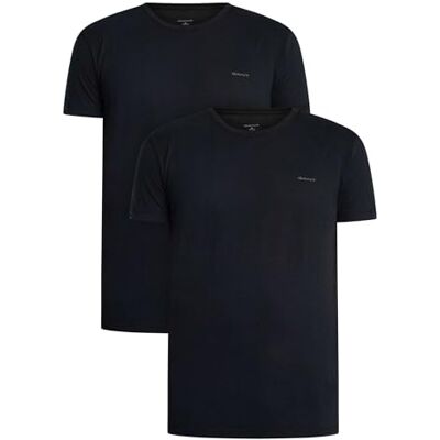 GANT Lot de 2 t-shirts à col en C pour homme Noir Standard, Noir, taille unique GANT Lot de 2 t-shirts à col en C pour homme Noir Standard, Noir, taille unique