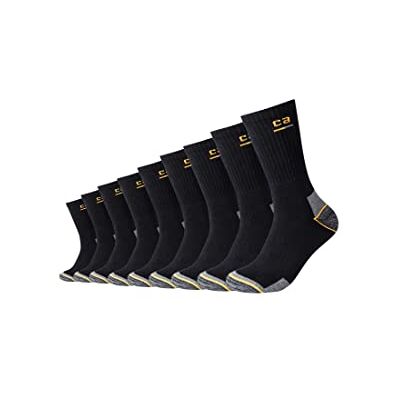 Camano Lot de 9 paires de chaussettes de travail unisexes en coton respirant sans pression Talon et orteils renforcés Qualité supérieure, Noir, 43-46 EU Camano Lot de 9 paires de chaussettes de travail unisexes en coton respirant sans pression Talon et orteils renforcés Qualité supérieure, Noir, 43-46 EU