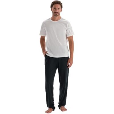 Dagi Bas de pyjama simple en jacquard doublé pour homme, bleu marine, XL Dagi Bas de pyjama simple en jacquard doublé pour homme, bleu marine, XL