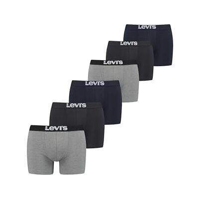 Levi's Boxer Homme (lot de 6), Noir/bleu marine/gris moyen, S Levi's Boxer Homme (lot de 6), Noir/bleu marine/gris moyen, S
