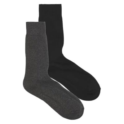 JACK & JONES Lot de 2 paires de chaussettes Jac Premium Noos, Noir/pack : gris foncé mélangé, taille unique JACK & JONES Lot de 2 paires de chaussettes Jac Premium Noos, Noir/pack : gris foncé mélangé, taille unique