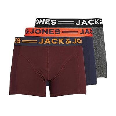JACK & JONES Homme Boxer Sense Trunks 3-pack, Burgundy, L JACK & JONES Homme Boxer Sense Trunks 3-pack, Burgundy, L