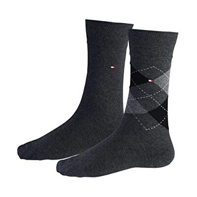 Tommy Hilfiger Homme Chaussettes Th Check Chaussettes pour homme (lot de 2), anthracite, 47-49 Tommy Hilfiger Homme Chaussettes Th Check Chaussettes pour homme (lot de 2), anthracite, 47-49