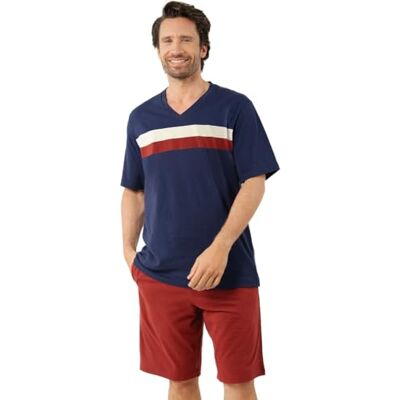 Eminence Mercerise,Pyjama Court,Nuit Homme, Marine/Rouille, S Eminence Mercerise,Pyjama Court,Nuit Homme, Marine/Rouille, S