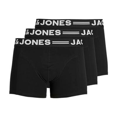 JACK & JONES Homme Boxer Sense Trunks 3-pack, Black/Black Waistband, M JACK & JONES Homme Boxer Sense Trunks 3-pack, Black/Black Waistband, M