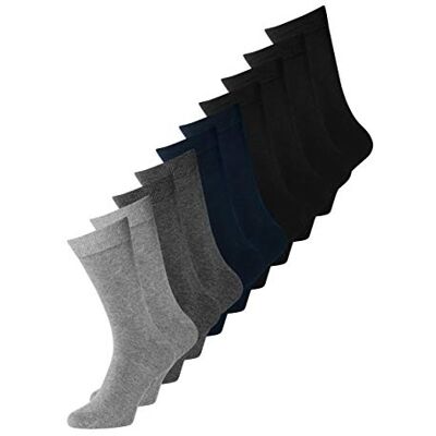 JACK & JONES Lot de 10 paires de chaussettes pour homme, Mélange de gris foncé/détail : dgm Lgm Lgm Noir Noir Noir Bleu marine Noir marine, taille unique JACK & JONES Lot de 10 paires de chaussettes pour homme, Mélange de gris foncé/détail : dgm Lgm Lgm Noir Noir Noir Bleu marine Noir marine, taille unique