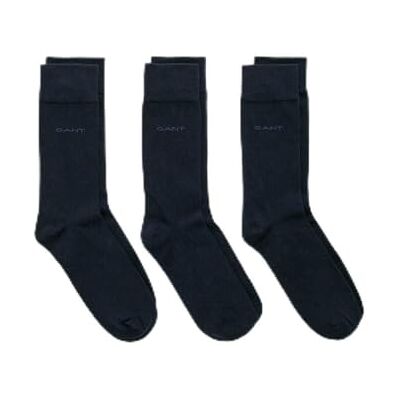 GANT Lot de 3 paires de chaussettes en coton doux pour homme, Marine, 43-45 EU GANT Lot de 3 paires de chaussettes en coton doux pour homme, Marine, 43-45 EU