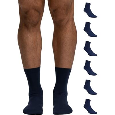 POMPEA Lot de 6 paires de chaussettes pour homme, bleu, noir, blanc, coton, Bleu 2, 43-46 EU POMPEA Lot de 6 paires de chaussettes pour homme, bleu, noir, blanc, coton, Bleu 2, 43-46 EU
