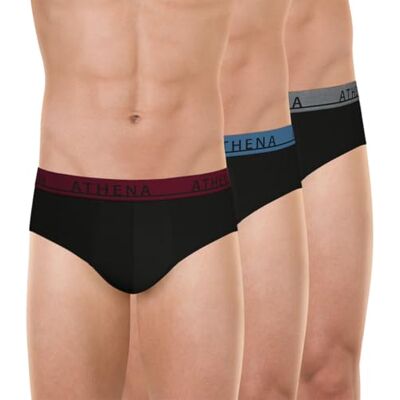 Athena Lot de 3 Slips Homme Easy Color Coton Stretch Respirant Label Oeko-TEX® Standard 100 Coupe Ergonomique Évacuation de la Respiration Athena Lot de 3 Slips Homme Easy Color Coton Stretch Respirant Label Oeko-TEX® Standard 100 Coupe Ergonomique Évacuation de la Respiration