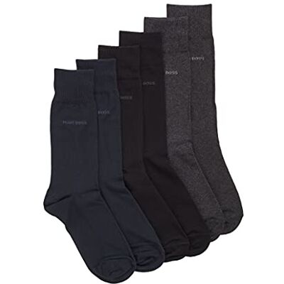 Boss Hommes 3P RS Uni Colors CC Lot de trois paires de chaussettes mi-mollet en coton mélangé, Multicolore, 39-42 Boss Hommes 3P RS Uni Colors CC Lot de trois paires de chaussettes mi-mollet en coton mélangé, Multicolore, 39-42