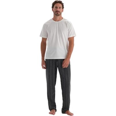 Dagi Bas de pyjama simple pour homme Taille droite Doublure jacquard, smoke, S Dagi Bas de pyjama simple pour homme Taille droite Doublure jacquard, smoke, S