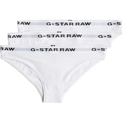 G-STAR RAW Lot de 3 slips pour femme, Blanc (White/White/White D23775-d516-6008), M G-STAR RAW Lot de 3 slips pour femme, Blanc (White/White/White D23775-d516-6008), M