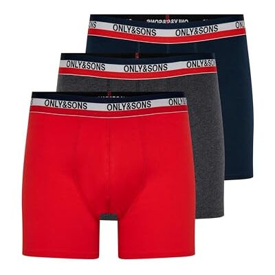 Only & Sons Onsfitz Solid Lot de 3 boxers solides pour homme Only & Sons Onsfitz Solid Lot de 3 boxers solides pour homme