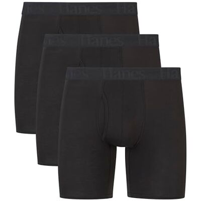 Hanes Ultimate Men's Originals Boxer Briefs & Trunks, Supersoft Bamboo from Viscose Underwear, 3-Pack, Regular Leg-Black-3 Pack, Large Hanes Ultimate Men's Originals Boxer Briefs & Trunks, Supersoft Bamboo from Viscose Underwear, 3-Pack, Regular Leg-Black-3 Pack, Large