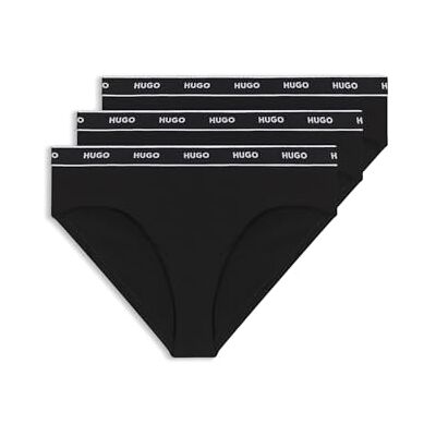 HUGO Femmes Triplet Brief Stripe Lot de Trois Slips en Coton Stretch avec Taille à Logo, Noir, XL HUGO Femmes Triplet Brief Stripe Lot de Trois Slips en Coton Stretch avec Taille à Logo, Noir, XL