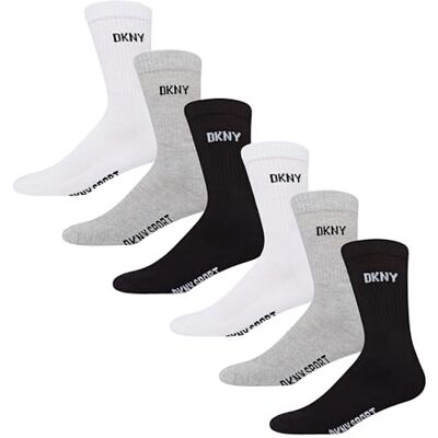 DKNY Lot de 6 paires de chaussettes de sport pour homme Noir/blanc/gris, Noir, 41-45 EU DKNY Lot de 6 paires de chaussettes de sport pour homme Noir/blanc/gris, Noir, 41-45 EU