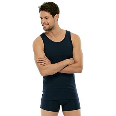 Lovable LVB Stretch Cotton Débardeur Homme, Bleu (bleu 007), M Lovable LVB Stretch Cotton Débardeur Homme, Bleu (bleu 007), M