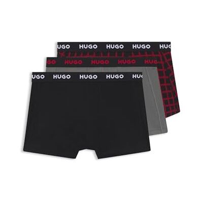 HUGO Lot de 3 boxers moulants pour homme en coton stretch avec jambes courtes et ceinture avec logo, Open Miscellaneous, XL HUGO Lot de 3 boxers moulants pour homme en coton stretch avec jambes courtes et ceinture avec logo, Open Miscellaneous, XL