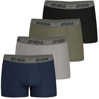 Athena Boxer (Lot de 4) Homme, Marine/Chine Gris/Kaki/Noir, M Athena Boxer (Lot de 4) Homme, Marine/Chine Gris/Kaki/Noir, M