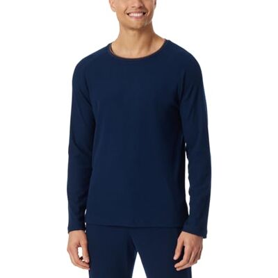 Schiesser T-shirt de nuit à manches longues pour homme Col rond Double côte + haut de pyjama relax, Bleu nuit 182045, 56 Schiesser T-shirt de nuit à manches longues pour homme Col rond Double côte + haut de pyjama relax, Bleu nuit 182045, 56