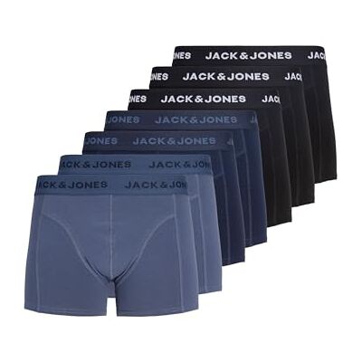 JACK & JONES Jacjeremiah Solid Trunks Lot de 7, Bleu foncé, S JACK & JONES Jacjeremiah Solid Trunks Lot de 7, Bleu foncé, S