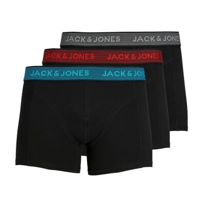 JACK & JONES Lot de 3 boxers pour garçon, noir, bleu, rouge, gris, 164 JACK & JONES Lot de 3 boxers pour garçon, noir, bleu, rouge, gris, 164