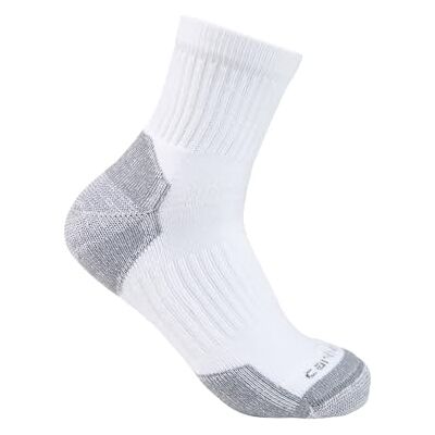 Carhartt Men's SQ6103M Lightweight Cotton Blend Quarter Sock 3-Pack Large White Carhartt Men's SQ6103M Lightweight Cotton Blend Quarter Sock 3-Pack Large White