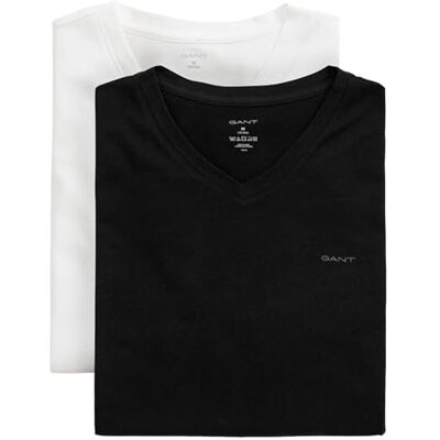 GANT Lot de 2 t-shirts à col en V pour homme Sous-vêtements Noir/blanc Standard, noir/blanc, taille unique GANT Lot de 2 t-shirts à col en V pour homme Sous-vêtements Noir/blanc Standard, noir/blanc, taille unique