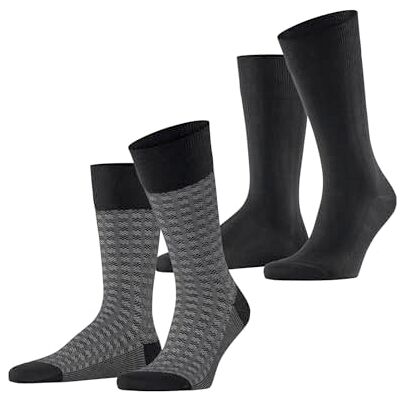 ESPRIT Houndstooth Multipack M So coton fantaisie 2 paires, Chaussettes Homme, Noir Black 3000, 43-46 ESPRIT Houndstooth Multipack M So coton fantaisie 2 paires, Chaussettes Homme, Noir Black 3000, 43-46