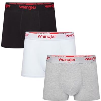Wrangler Lot de 3 boxers Tasker pour homme, Noir/Blanc/Gris, M Wrangler Lot de 3 boxers Tasker pour homme, Noir/Blanc/Gris, M