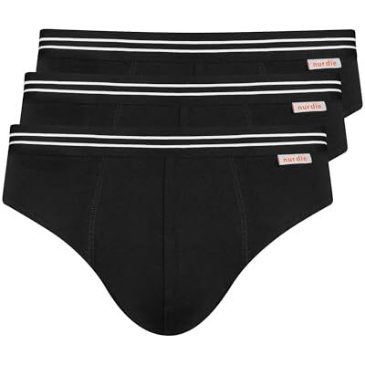 Nur Die Lot de 3 slips en coton stretch respirant pour homme Liberté de mouvement, Noir, XXL Nur Die Lot de 3 slips en coton stretch respirant pour homme Liberté de mouvement, Noir, XXL
