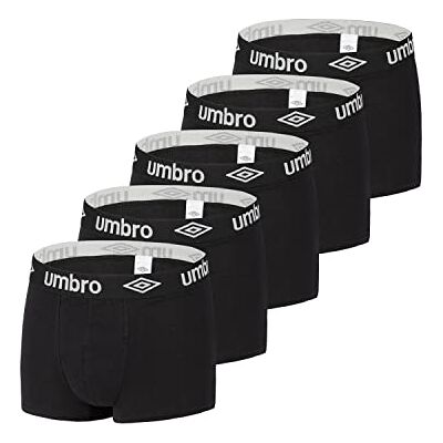 Umbro Caleçon Boxer Homme 100% Coton, Lot de 5, Noir CLA (S) Umbro Caleçon Boxer Homme 100% Coton, Lot de 5, Noir CLA (S)