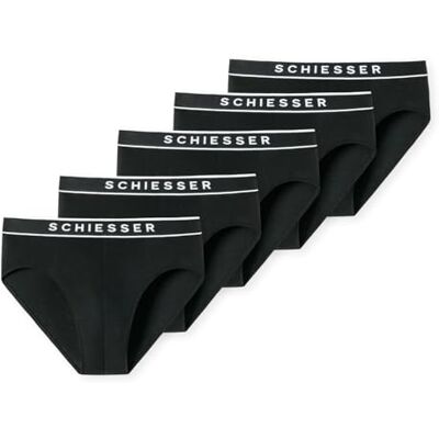 Schiesser Lot de 5 slips pour homme Sous-vêtements Coton bio 95/5 Slip organique, noir_183212, 10, Noir_183212, 8 Schiesser Lot de 5 slips pour homme Sous-vêtements Coton bio 95/5 Slip organique, noir_183212, 10, Noir_183212, 8