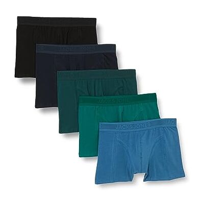 JACK & JONES JACROAD Trunks Lot de 5 boxers pour homme, noir, détails : bleu marine, bleu marine, aventurine Ponderosa Pine, L, Black/Detail:navy Blazer Dark Blue Aventurine Pine Ponderosa, L JACK & JONES JACROAD Trunks Lot de 5 boxers pour homme, noir, détails : bleu marine, bleu marine, aventurine Ponderosa Pine, L, Black/Detail:navy Blazer Dark Blue Aventurine Pine Ponderosa, L